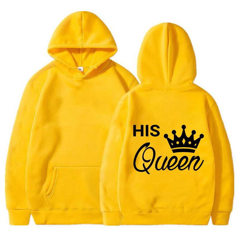 

New Valentine s Day His Queen And Her King Printed Hoodies Men/Women Couple s Sweatshirts Casual Hoodie Personality Pullover 3XL