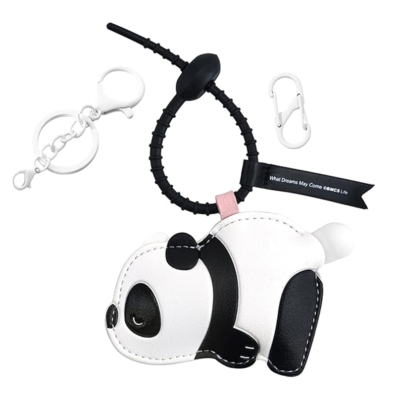 

[Aleidesai] Creative bubble speech bubble cartoon leather pendant, keychain and backpack charm 3 With two clasps, easy to use. (cute panda)