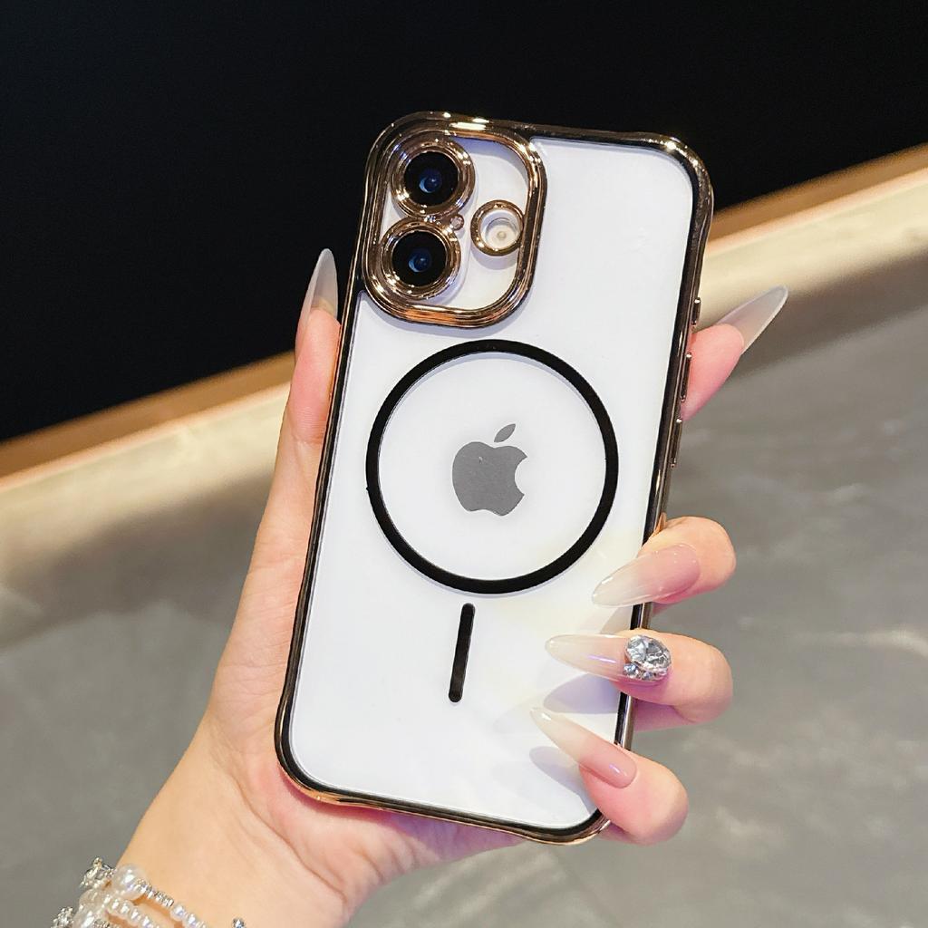 For iPhone 16 Magnetic Case TPU Acrylic Phone Cover with Detachable Lens Frame
