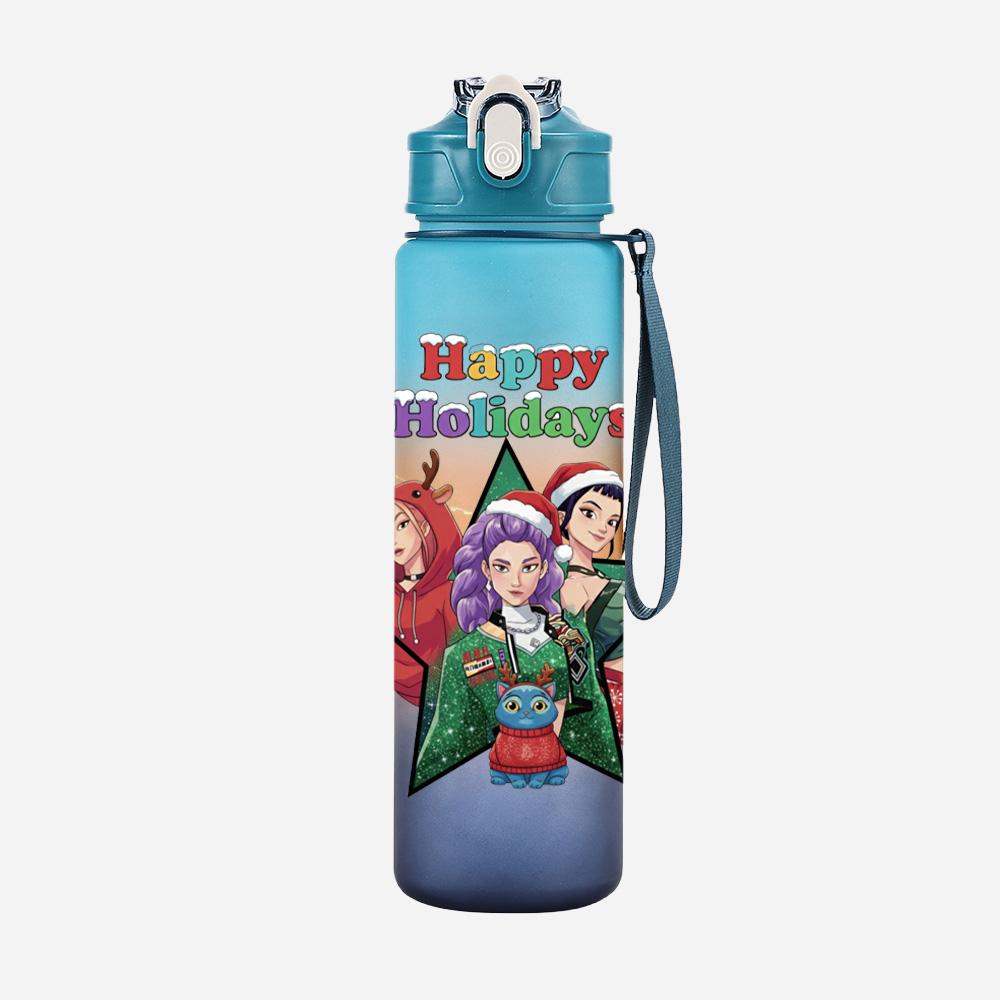 Cartoon Christmas K-Pop Demon Hunters Printed Large Capacity Drinking Cup Portable Outdoor 750Ml Water Bottle Sports Water Cup Children Kid Gift