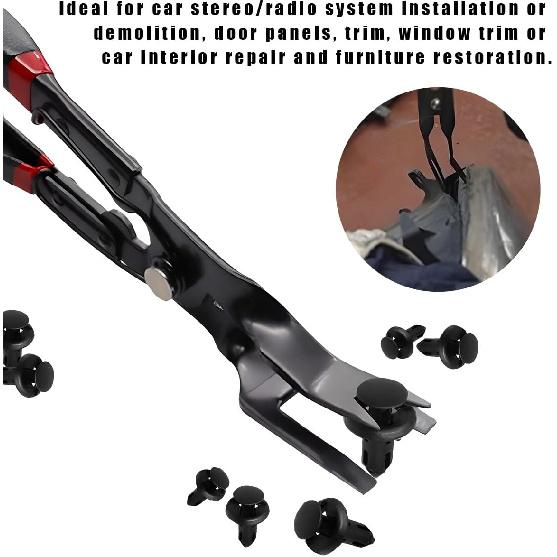 Panel Clip Removal Plier, Automotive Door Panel Upholstery Trim Clip Removal Tool Plier, Remove Push Pin And Press In Trim Clip Fasteners Lift Action