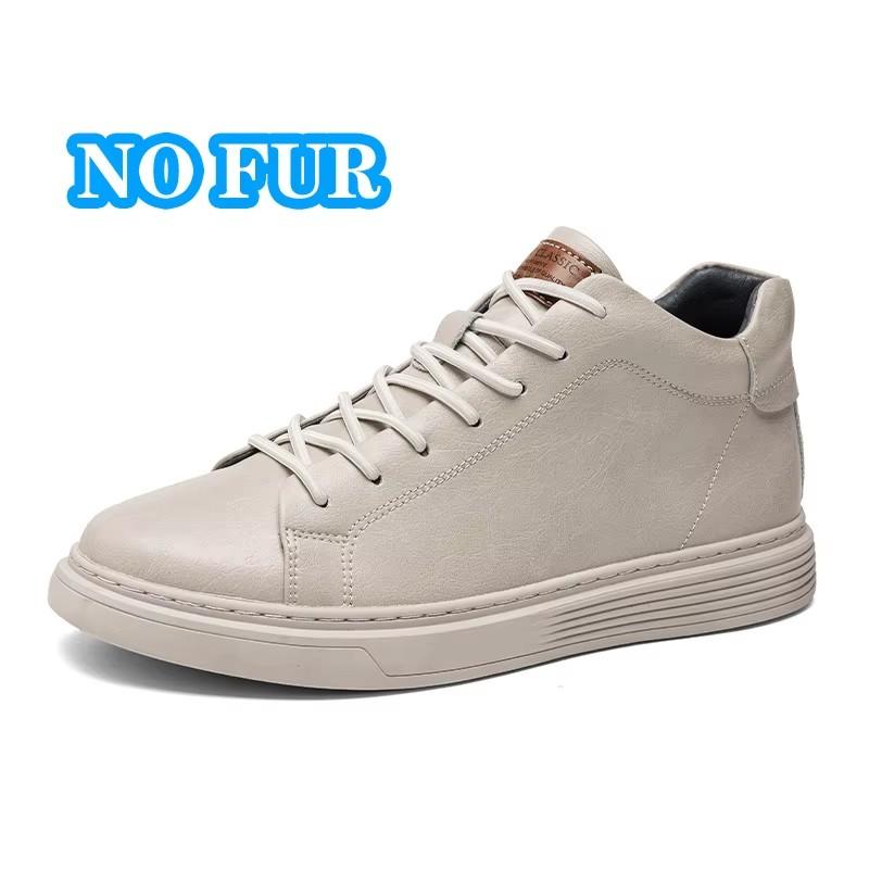 Fashion Classic Lace Up Walking Shoe Warm Plush Fur Winter Sneakers Genuine Leather Men's Basic Boots Autumn Winter Outdoor Casual Boots