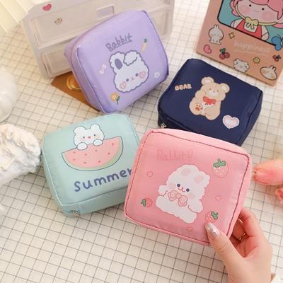 Bolsa de toallas sanitarias de dibujos animados para niña, Mini bolsas de maquillaje de viaje, estilo coreano, pequeño dinero, tarjeta, lápiz labial, bolsa de almacenamiento de auriculares