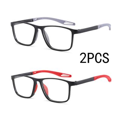 2PCS Fashion Classic Business Reading Glasses Men Square Frame Readers Eyewear Ultra Light Lens Presbyopia Glasses +1.0 To 4.0