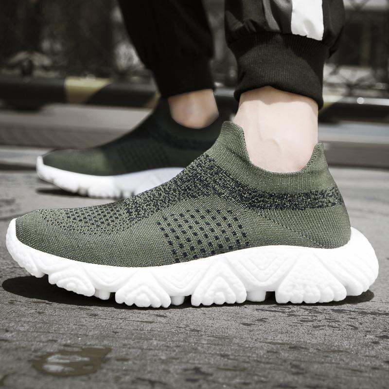 Large Size Mesh Fly-Woven Casual Shoes Trendy Sports Men'S And Women'S Shoes Outdoor Lazy One-Pedal Socks Shoes