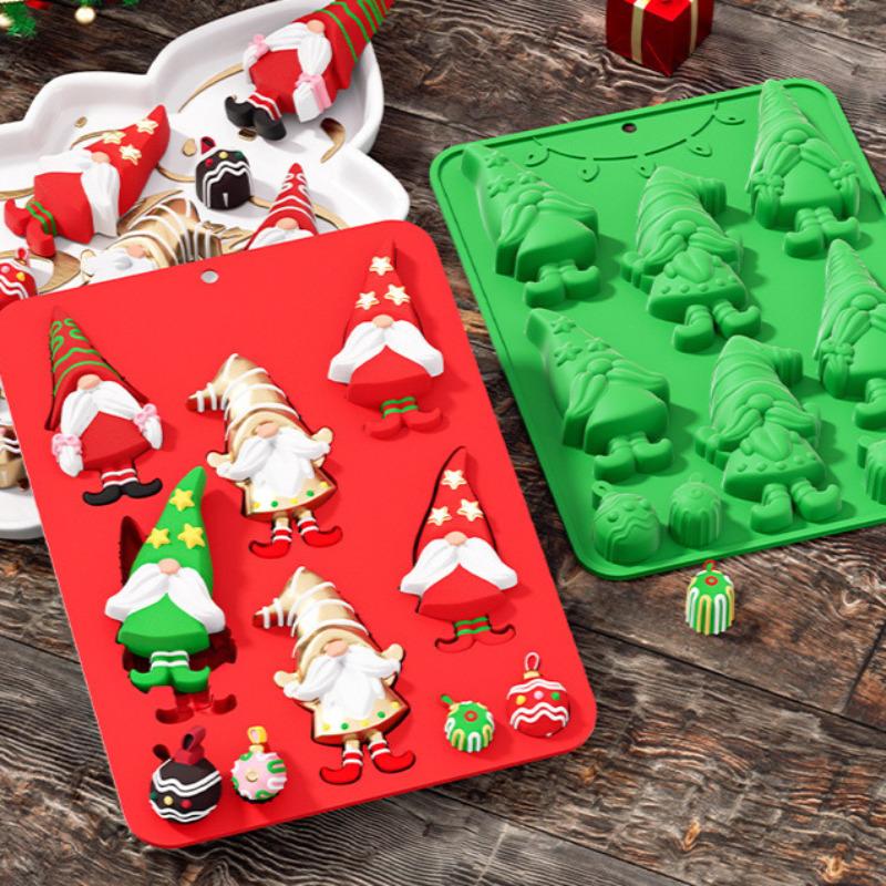 Vánoční silikonová forma, tvar Santa Clause a sněhuláka, pekáč potravinářské kvality na čokoládu, dorty, bonbóny, DIY dekorace
