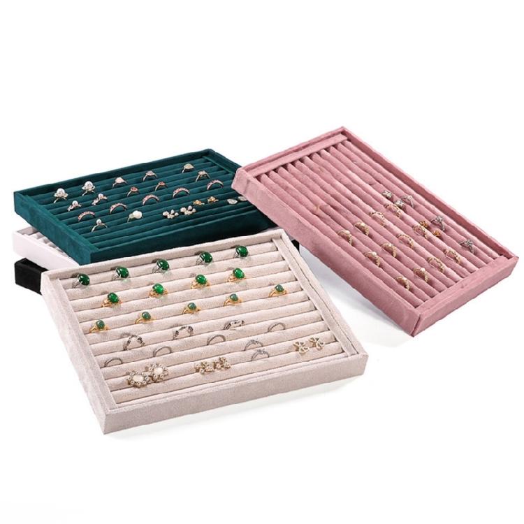 Stackable Velvets Jewelry Presentation Tray Necklaces Bracelets Earring Storage Organiser Multifunctional Rings Holder