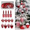 Red Christmas Hanging Decoration Electroplated Pinecone Acorn Owl Xmas Ornament Ball Shopwindow Plastic Christmas Tree Ornament