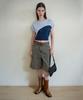 Enor Two Tone Drawstring Knit Top - Blue