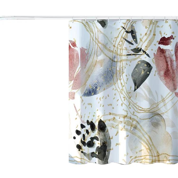 

Занавеска для душа 150x180 см с мраморным принтом, моющаяся занавеска для ванны с 12 крючками