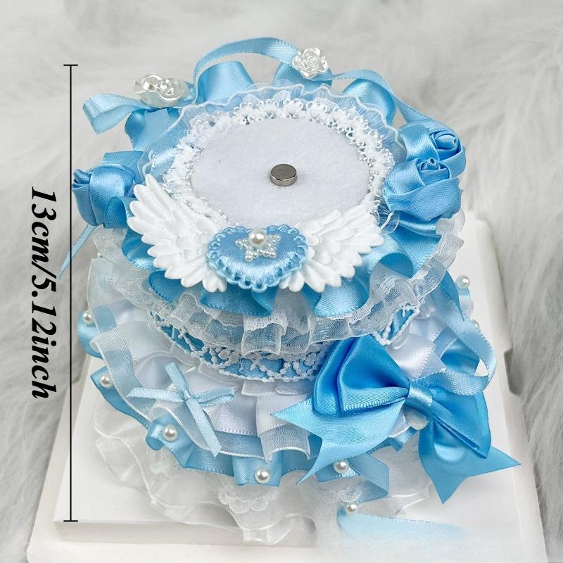 Cute Double-layer Small Cake Ornaments for Anime Badges Handmade Lace Birthday Cake Badge Holder Creative 58mm Badges Decor New