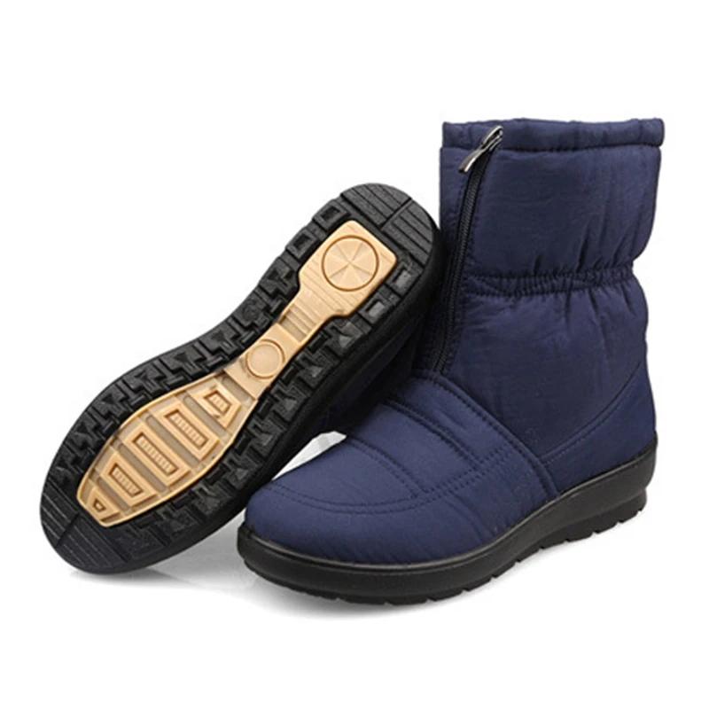 New Winter Shoes Women Snow Boots Flat Non-slip Waterproof Women Ankle Boots Warm Plush Big Size 42 Black Red Blue DX221