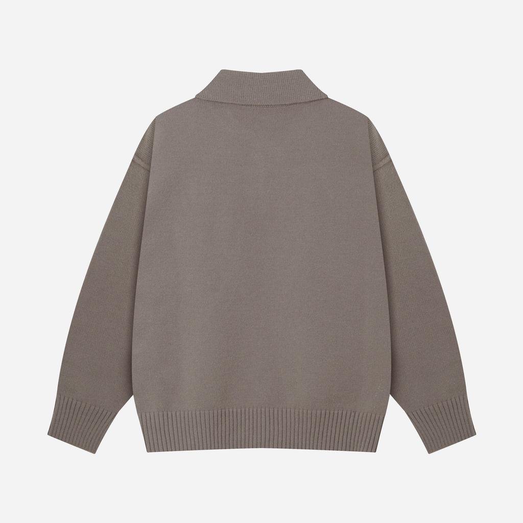 AMI Spring and Autumn New Love Jacquard Wool Ami De Coeur Polo Collar Hoodie Sweater