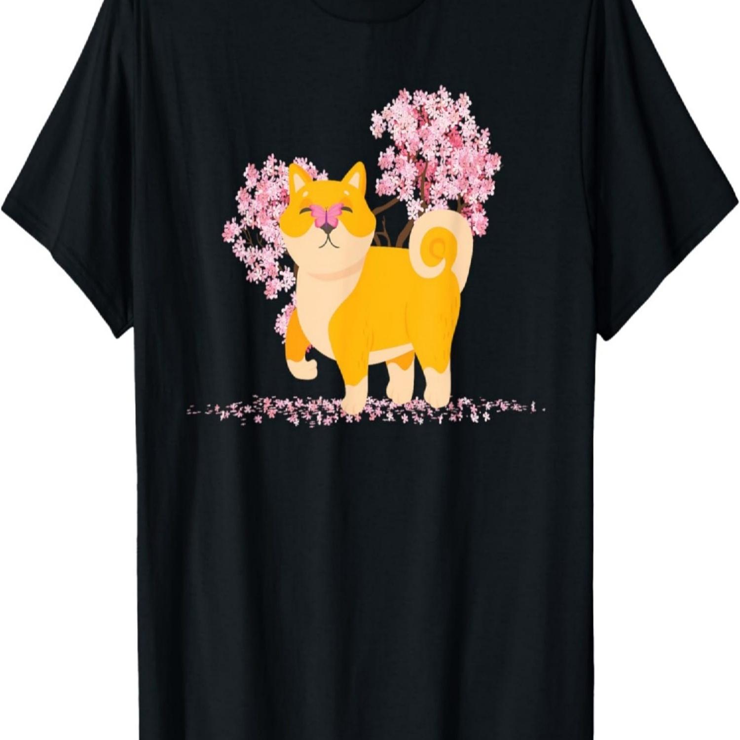 Kawaii Sakura - Cherry Blossom Akita Dog T-Shirt for Men Women S