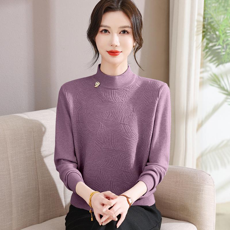 Autumn Thick Knit Lapel Sweater for Middle-Aged Women 50+