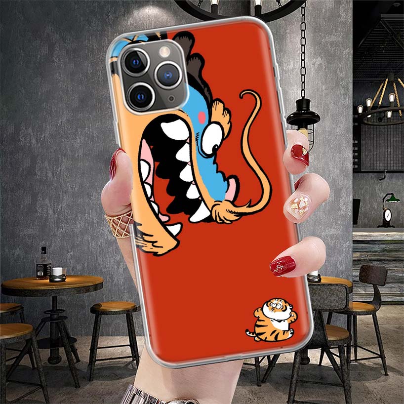

Cartoon Fat Tiger Soft Phone Case For IPhone 11 17 Air 16E 16 Pro Max 15 + 14 Plus 13 Mini 12 Apple 7 SE 8 Fundas Coque 11 17 Ai iPhone 11