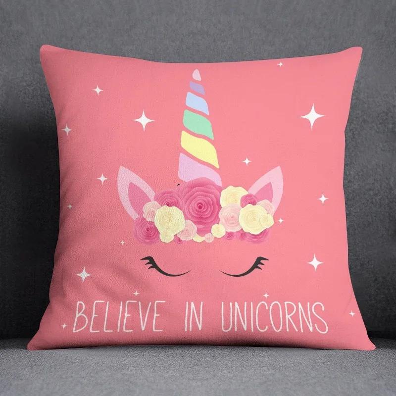 Cartoon Pink Unicorn Collection Pillow Gift Home Office Decor  Bedroom Sofa Car Cushion Cover Case