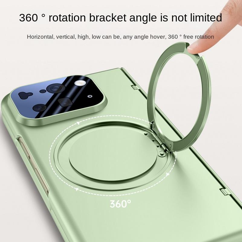 With Magsafe Magnetic Metal Holder Tempered Glass Film Full Protect Case For Google Pixel 10 Pro Fold Spring Hinge Folded Cover