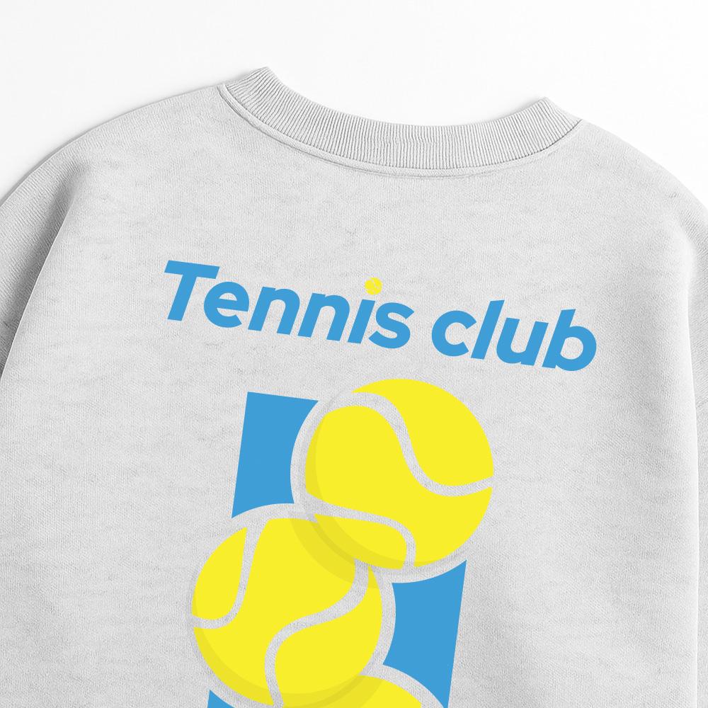 Seupeullaesikodeu Heavy Crew Neck Sweatshirt Melange White - Tennis Club Blue