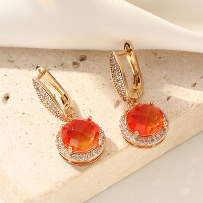 Luxury Round Zirconia Drop Earrings for Women 2025 New Fashion Drop Earring Golden Wedding Party Jewelry Accessories