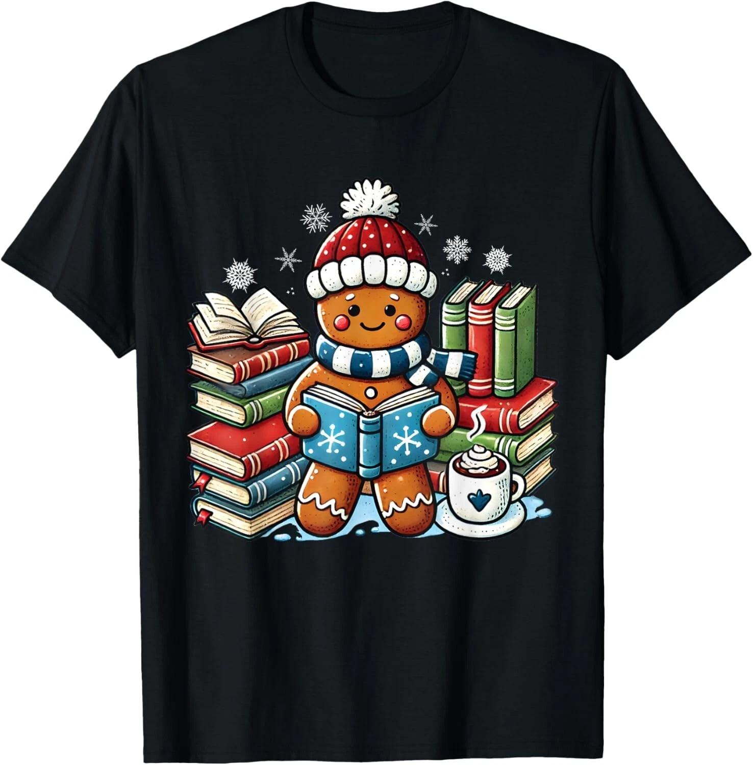 Gingerbread Reading Book Lovers Christmas Bookworm Librarian T- Shirt XL