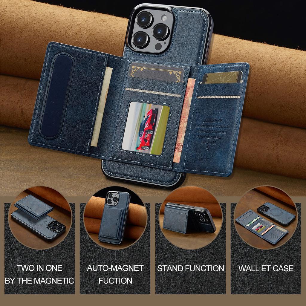 Compatible with iPhone 17 Pro magnetic card holder, 16 Plus protective case, 15 Max Apple two-in-one detachable phone case