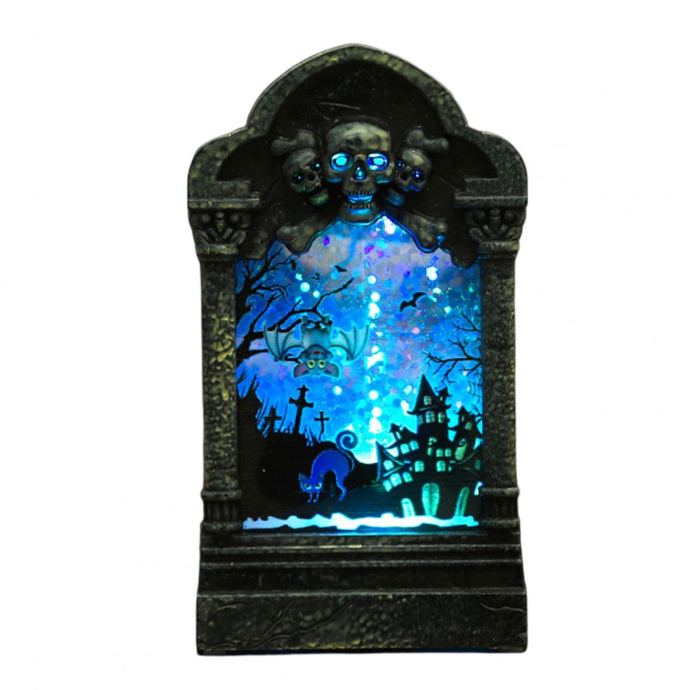 Halloween Graveyard Ornaments LED Halloween Headstone Lamp Energy Saving  Practical Skull Halloween Graveyard Ornaments