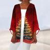 Women's Casual And Fashionable Christmas Printed Lightweight Mid Length Jacket Cardigan
