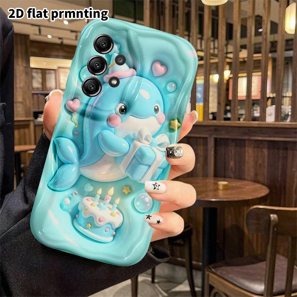 Phone case: 2D flat, suitable for Samsung Galaxy A34 A35 M05 M06 S20 S22 S21 FE Plus 5G protective case, light blue bubble background, perfect Christm