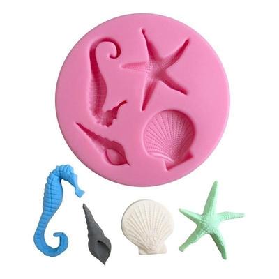 1 PZ Stampo in Silicone Stile Vita Marina Fondente Pasta di Gomma Strumento per Decorare Torte Stampo per Torta Conchiglie Forma Stella Marina