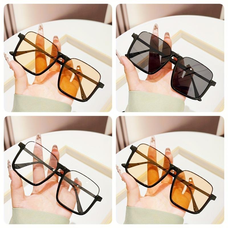 Vintage Inspired Square Frame Fashion Glasses Unisex Composite Material  Decorative Eyewear for Men and Women