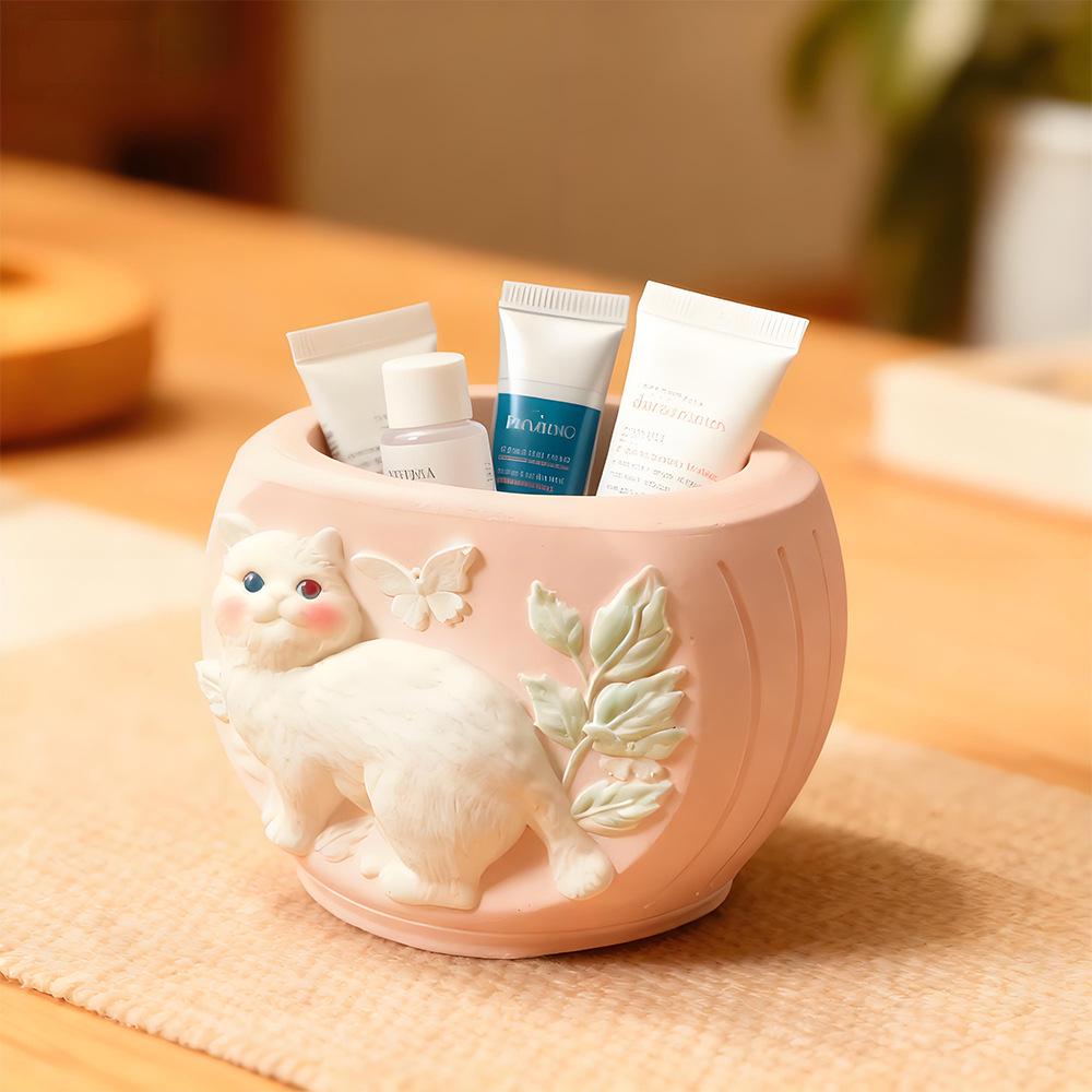 Silicone Mold for DIY Cat-Embossed Succulent Planters