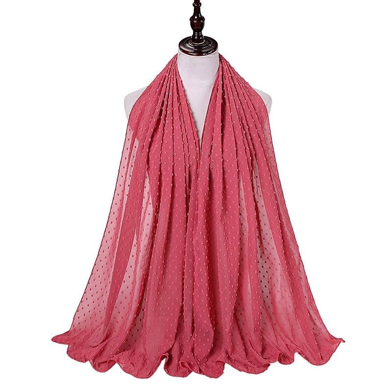 Solid Pearl Chiffon Hijab Scarf Woman Muslim Hijab Shawls Ladyies Ethnic Islamic Turban