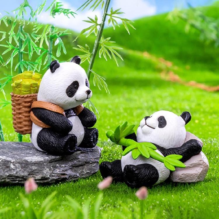 8 Pack Realistic Panda Figurines Small Animal Models Miniatures Ornaments for Cake Toppers and Garden Decors Accessories