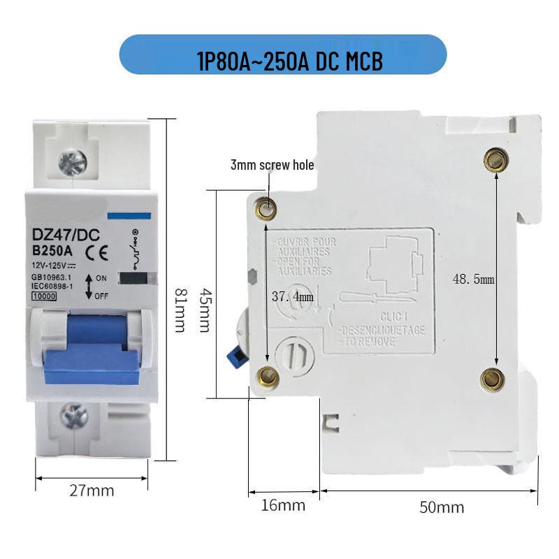 Electric Vehicle DC Circuit Breaker 125A/250A High Power Overload Switch 12V-72V