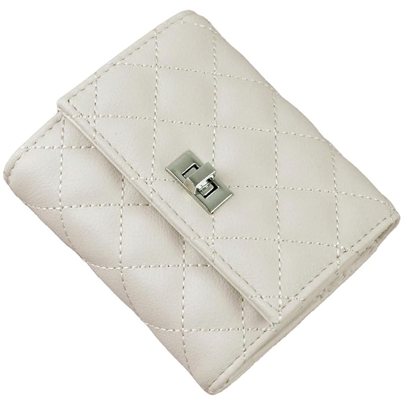 

[AppelToi] ivory trifold wallet ladies With coin purse trifold wallet mini wallet small Smaller Thin compact wallet card box coin billfold quilting