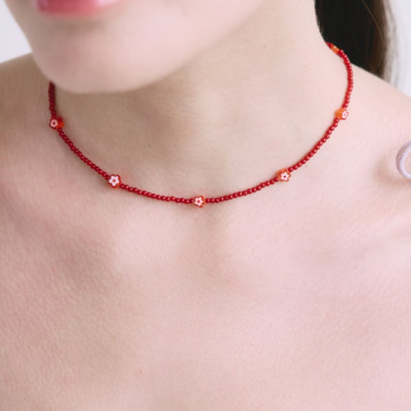 NUOY Petite Red Flower Necklace