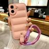 Down Jacket Hand Wrist Strap Case for For Iphone 16 1 14 13 Pro Max 12 11 X Xr Xs 7 8 Plus SE Lanyard Solid Color Soft Cover
