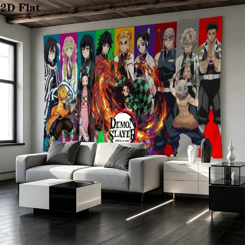 Demon Slayer Series Wall Tapestry Aesthetic Wall Hanging Printed Fabric Blanket Decorative Tapestries for Bedroom Living Room Home Decor