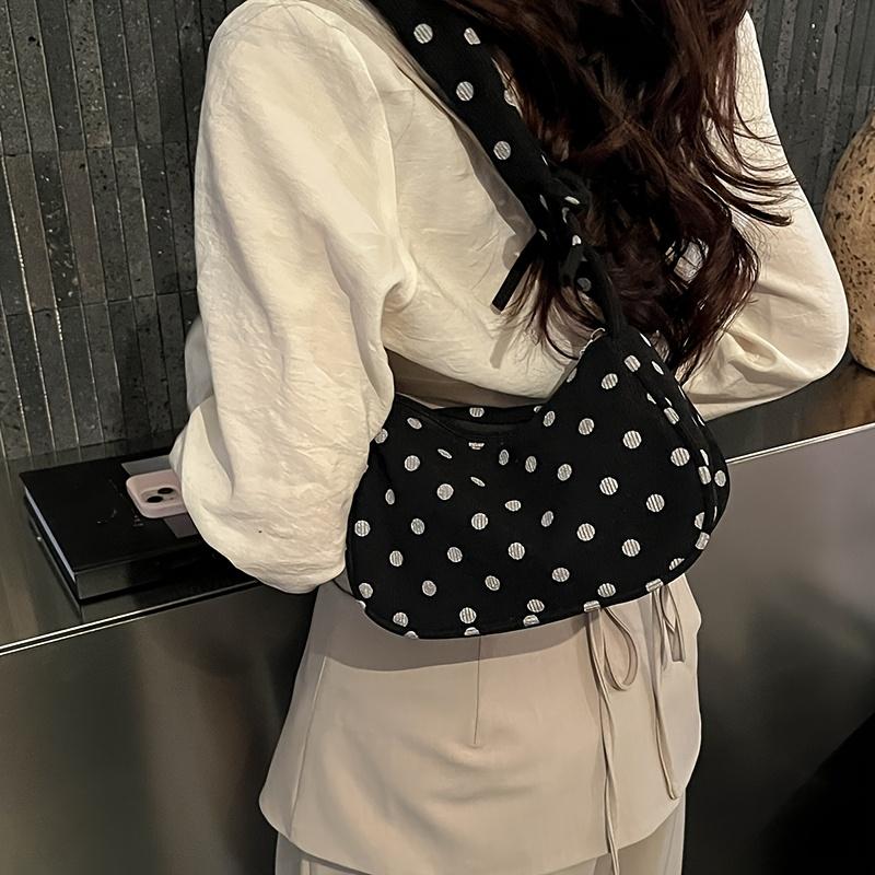 Women s shoulder bag, pleated cloud bag, corduroy polka dot handbag, fashionable, versatile, cute polka dot dumpling bag.