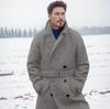 Heren Dubbelrijige Middellange Plaid Woljas - Herfst/Winter Stijl