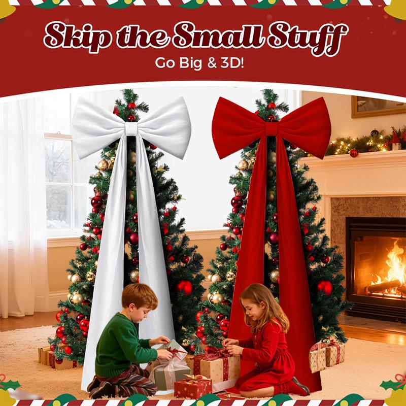 Velké sametové vánoční mašle (6 Ft) — Velké mašle na špičku vánočního stromku, věnce, krbovou římsu, vchodové dveře