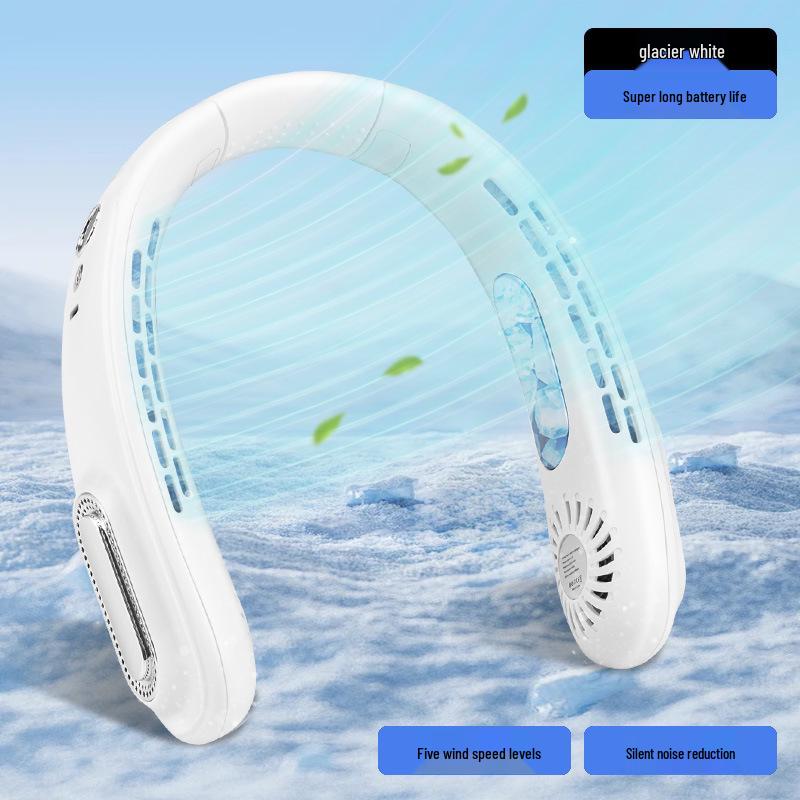2025 L19 Bladeless USB Rechargeable Neck Fan - Portable, Long-Lasting Mini Fan for Outdoor Camping.
