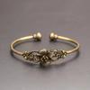 1 Pcs Creative Simple Gifts Retro Brass Flower Pattern Princess Bangle Classic Pure Copper Open Bracelet Ancient Wristband Gift