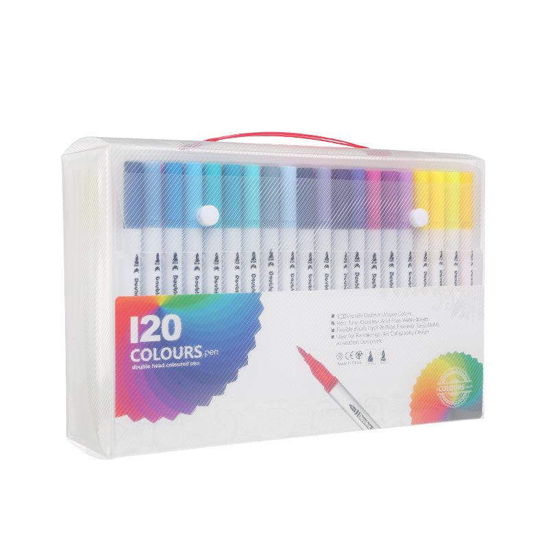 Washable Soft Tip Watercolor Markers - Double-Ended Paintbrush Pens Set for Kids