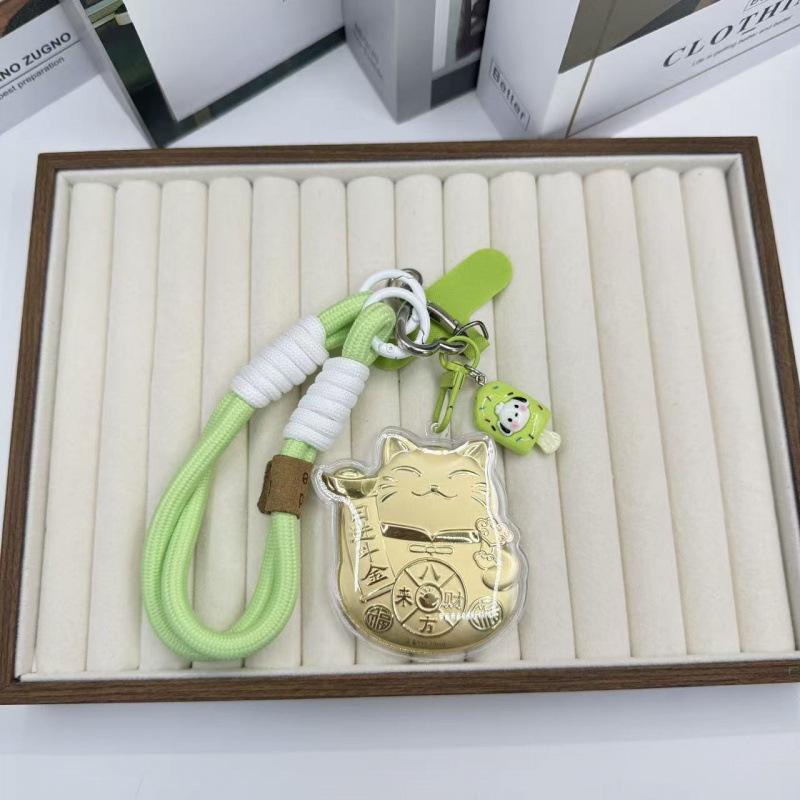 Gold 999 Lucky Cat Keychain Pendant & Phone Lanyard Ornament Without Gold