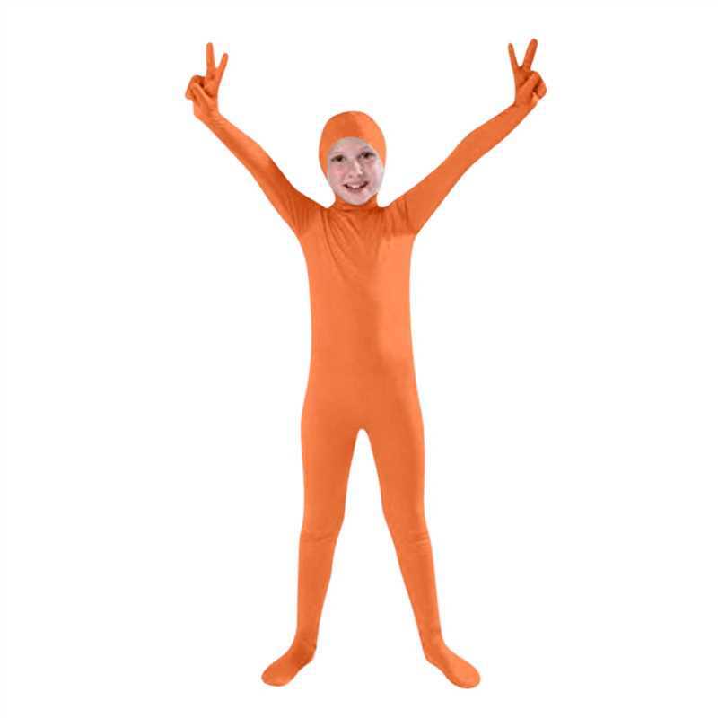 Masquerade Orange Halloween Jumpsuit with Yellow Beard and Exposed Face