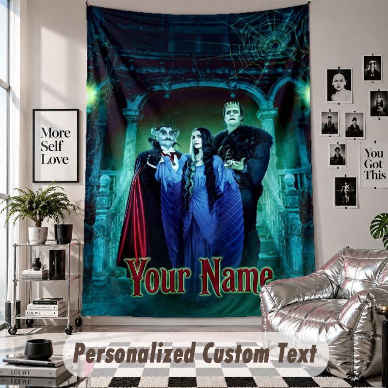 Custom Tapestry Wall Hanging, The Munsters Personalized Name Text Home Wall Decor