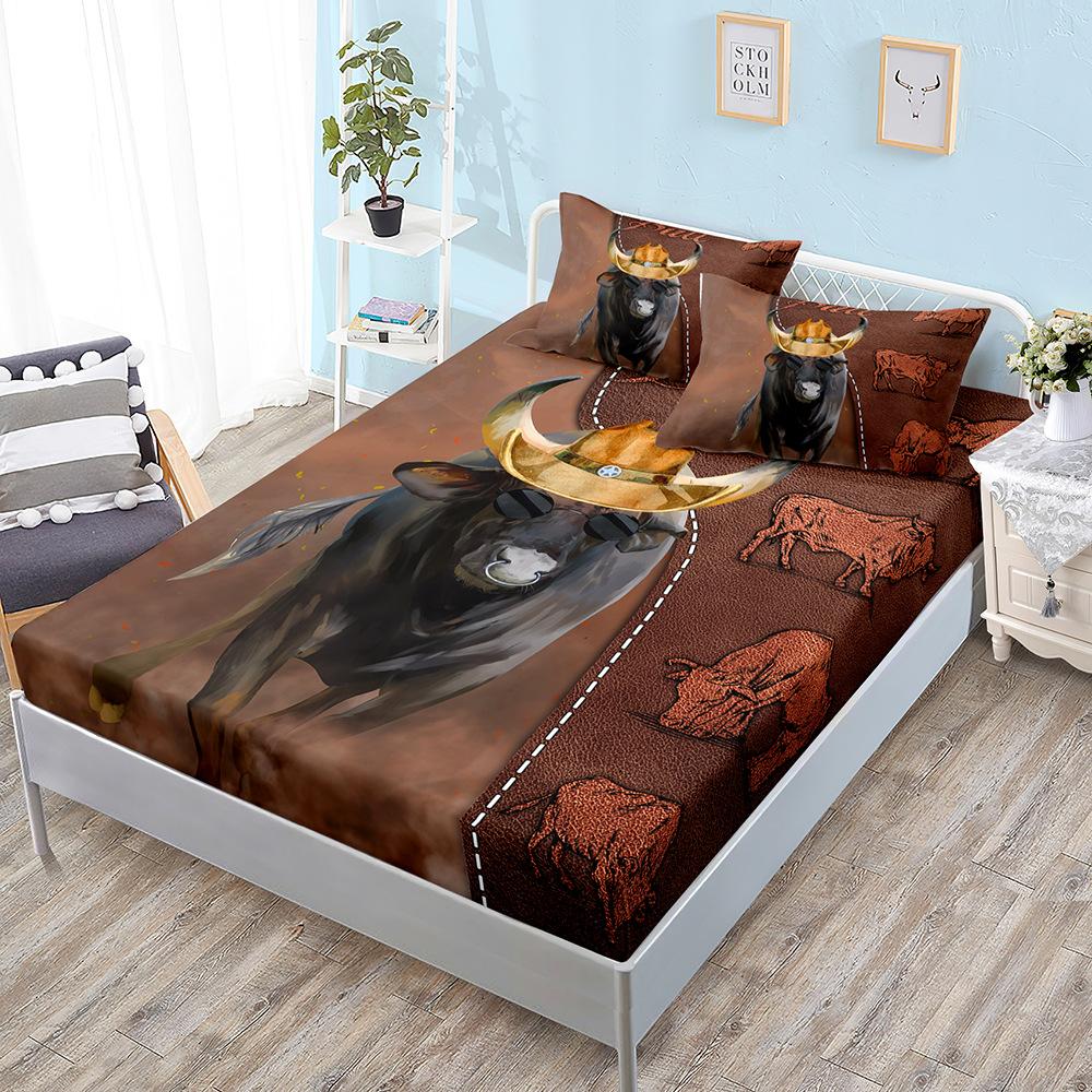 Tierische Textur Kuh Pferd Matratzen-Set Matratze Dreiteiliges Set Tagesdecke Kissenbezug Matratzenschutz