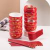 Red Double Happiness Ceramic Bowl & Chopstick Set - Perfect for Weddings, Housewarmings, and New Year Celebrations